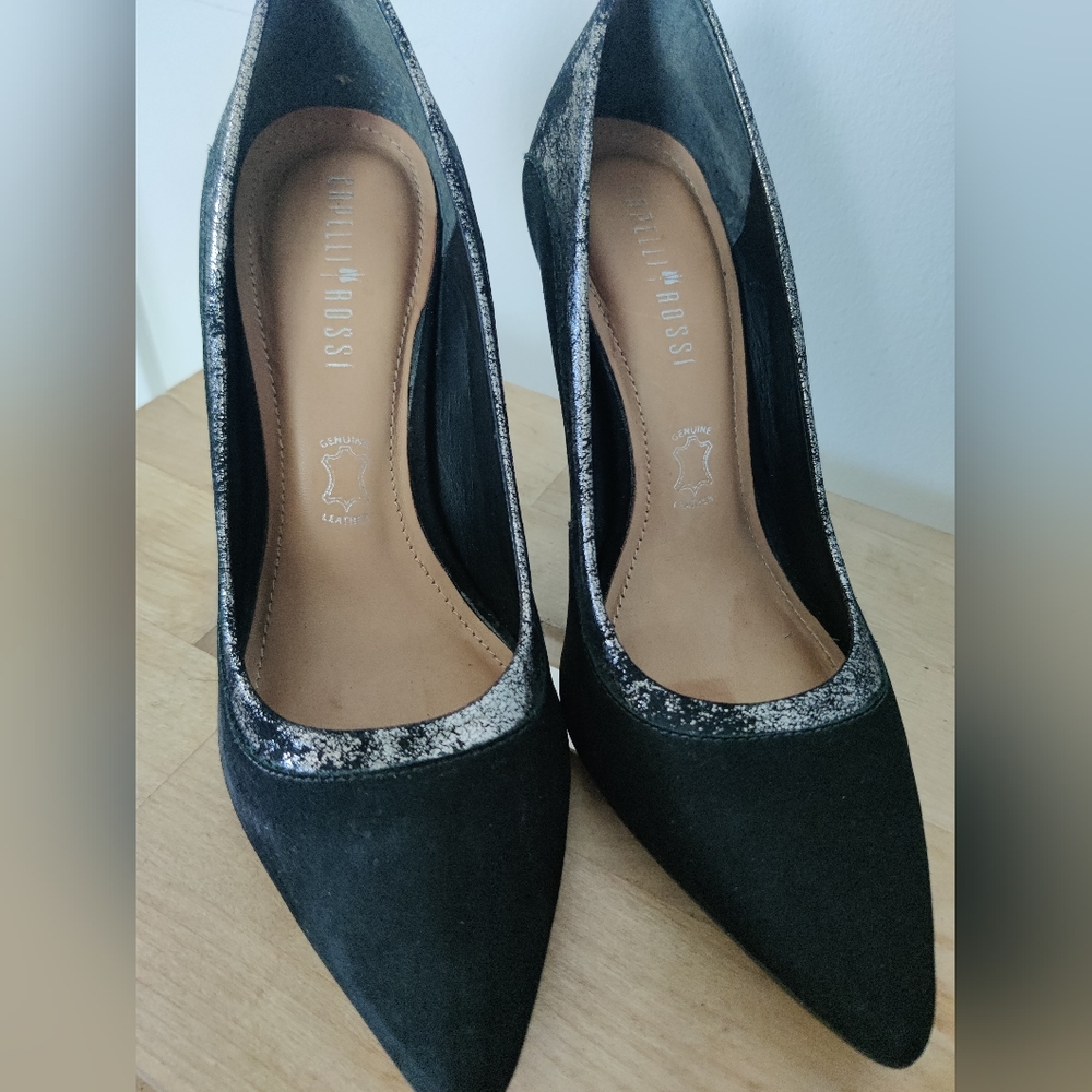 Black and Distressed Silver Capelli Rossi High Heels Size 6